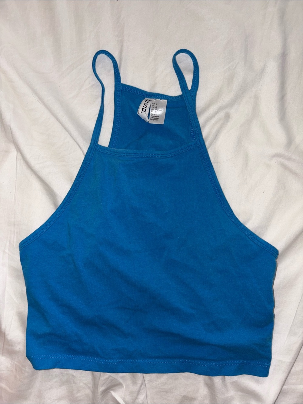 H&M Blue High-Neck Crop Tank Top